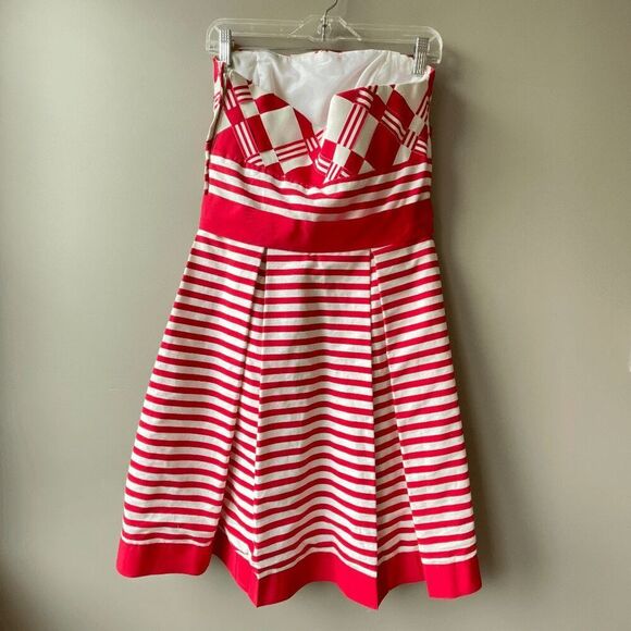 Vintage 1950s Style Victor Costa Strapless Dress Woven Ribbon Bodice - Picture 6 of 13